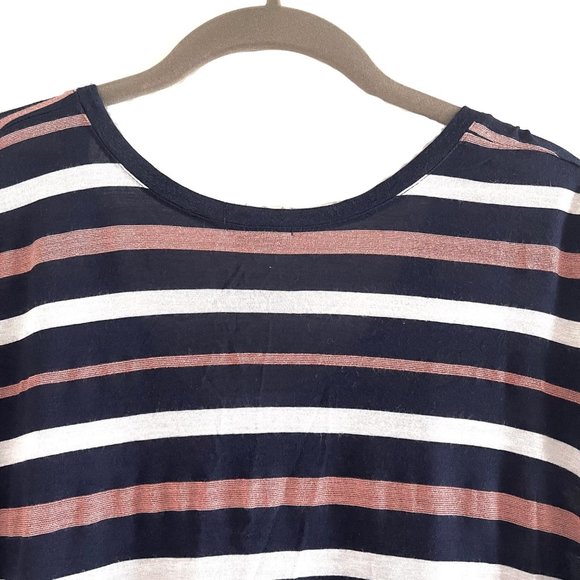 Splendid Stripe Shine Tee in Blue/White/ Rose Size S - Picture 7 of 9